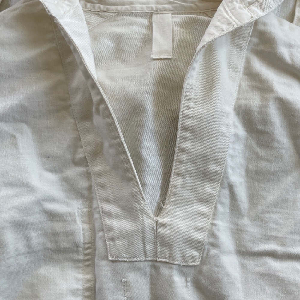 Vintage US NAVY Military Sailor White Long Sleeve Uniform Shirt Stencil Print - Picture 4 of 14